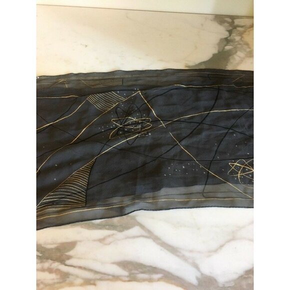 Jones NY Outer Space Stars Physics Math Scarf Woman Scientist Polyester - Picture 4 of 6